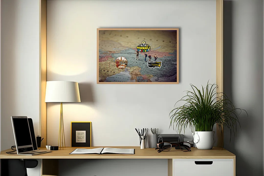 Metall Magnetboard mit hochwertigem Wandelaars Auf Ein Vintage Landkarte Hintergrund Design