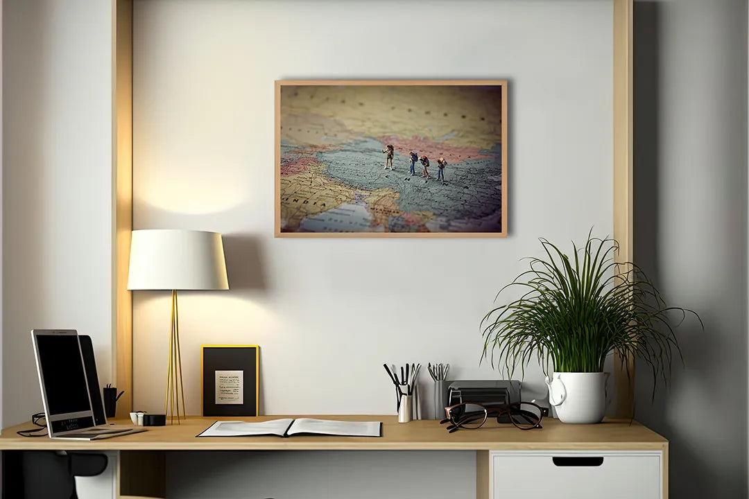 Metall Magnetboard mit hochwertigem Wandelaars Auf Ein Vintage Landkarte Hintergrund Design