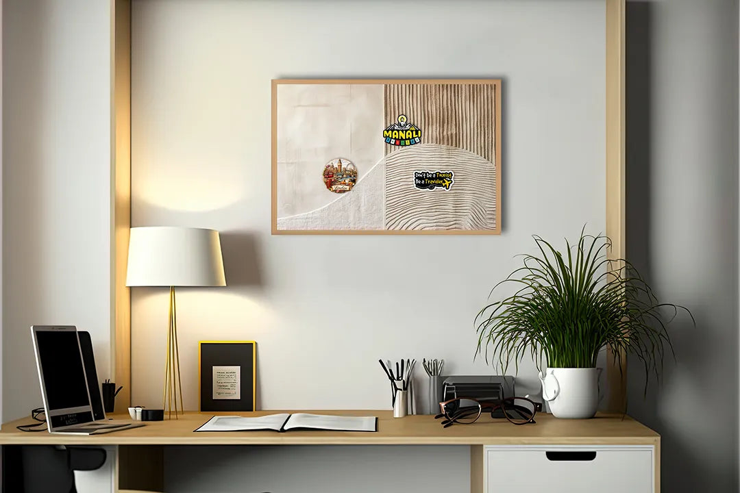 Metall Magnetboard mit hochwertigem Abstrakte Sandwellen beige Design