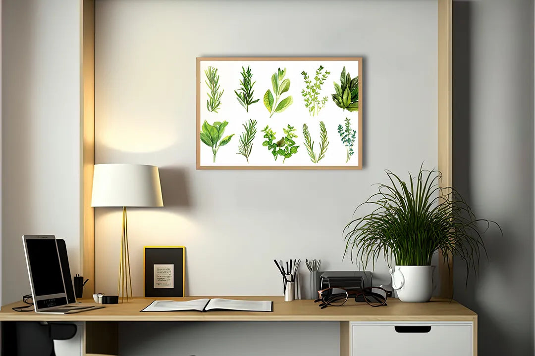 Metall Magnetboard mit hochwertigem Grüne Kräuter Set Illustration Design