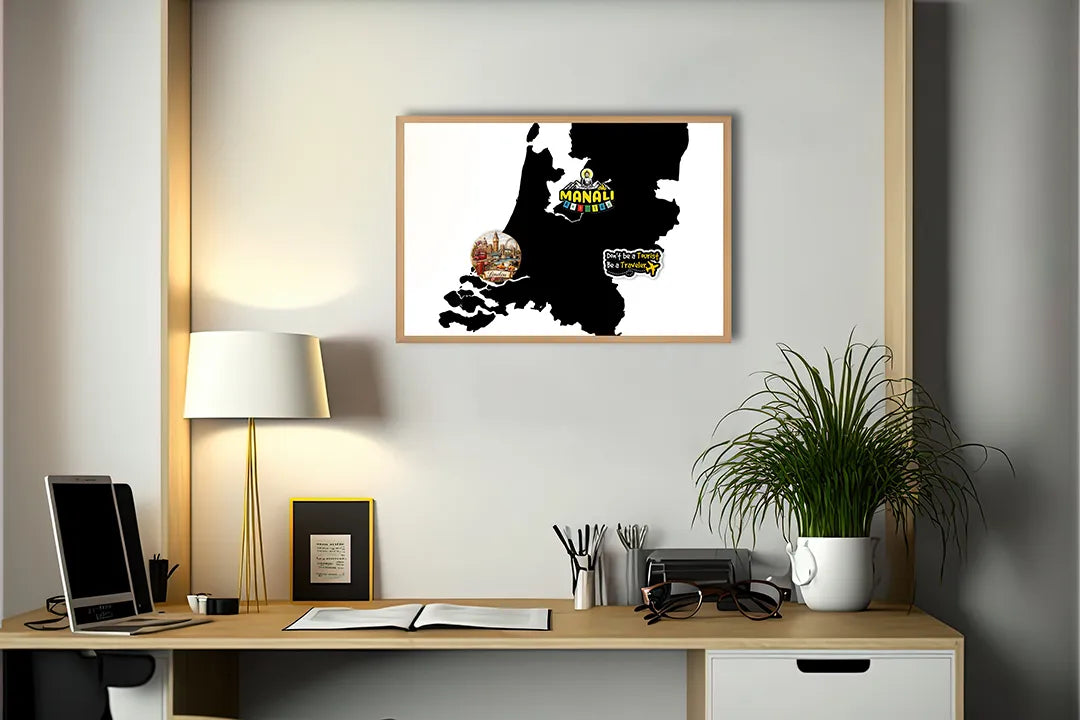Metall Magnetboard mit hochwertigem Niederlande Landkarte Silhouette Design
