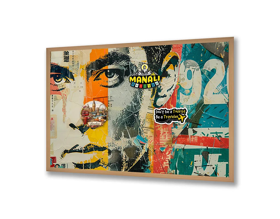 Metall Magnetboard mit hochwertigem Abstrakt Männergesicht Pop Art Design