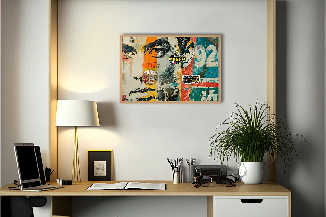 Metall Magnetboard mit hochwertigem Abstrakt Männergesicht Pop Art Design