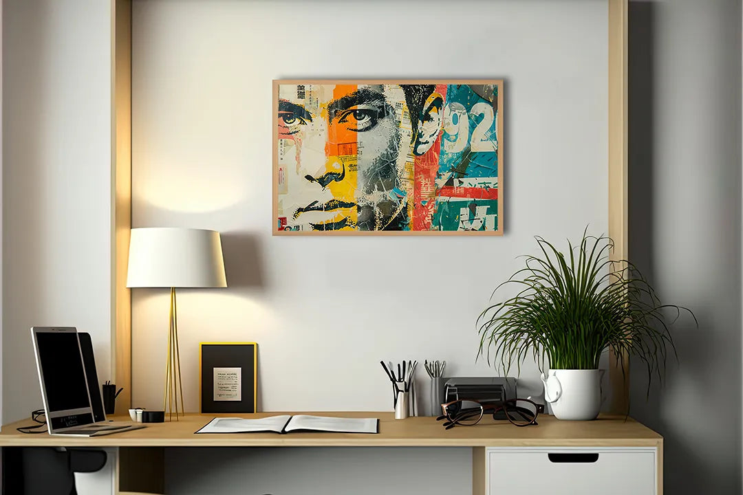 Metall Magnetboard mit hochwertigem Abstrakt Männergesicht Pop Art Design