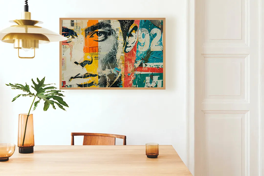 Metall Magnetboard mit hochwertigem Abstrakt Männergesicht Pop Art Design