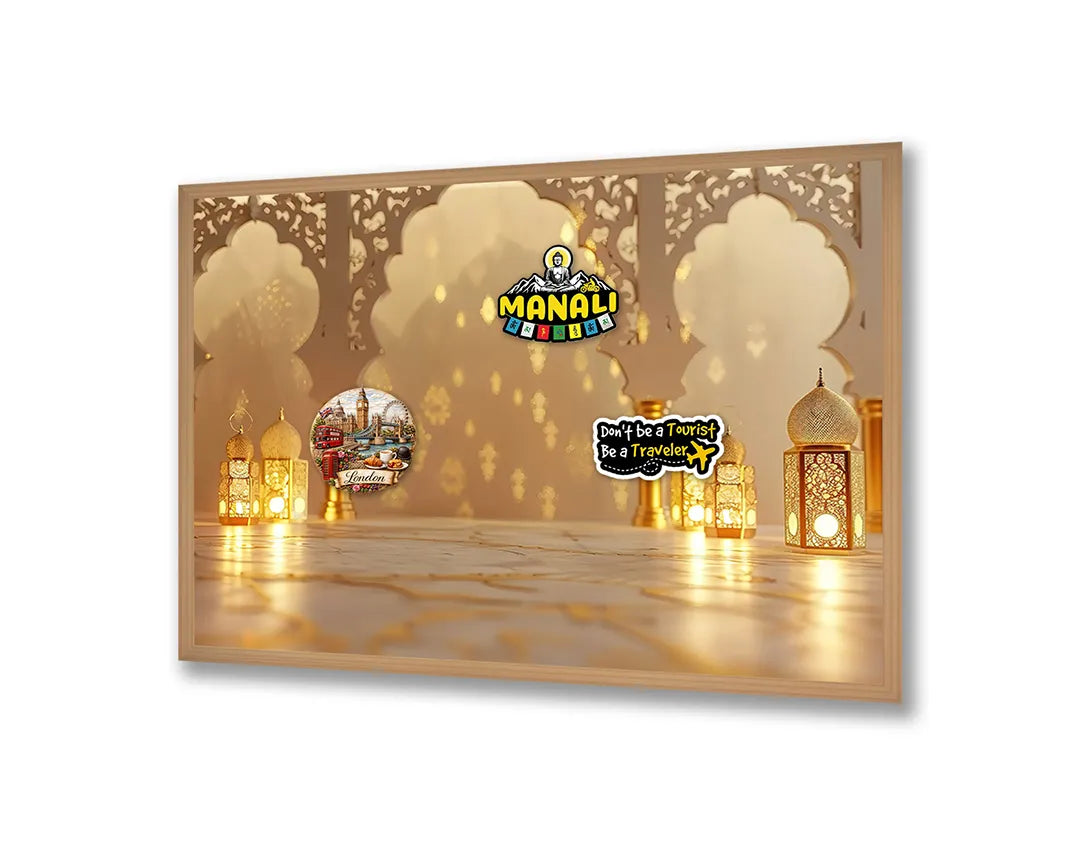 Metall Magnetboard mit hochwertigem Orientalische Palast Interieur Laternen Design