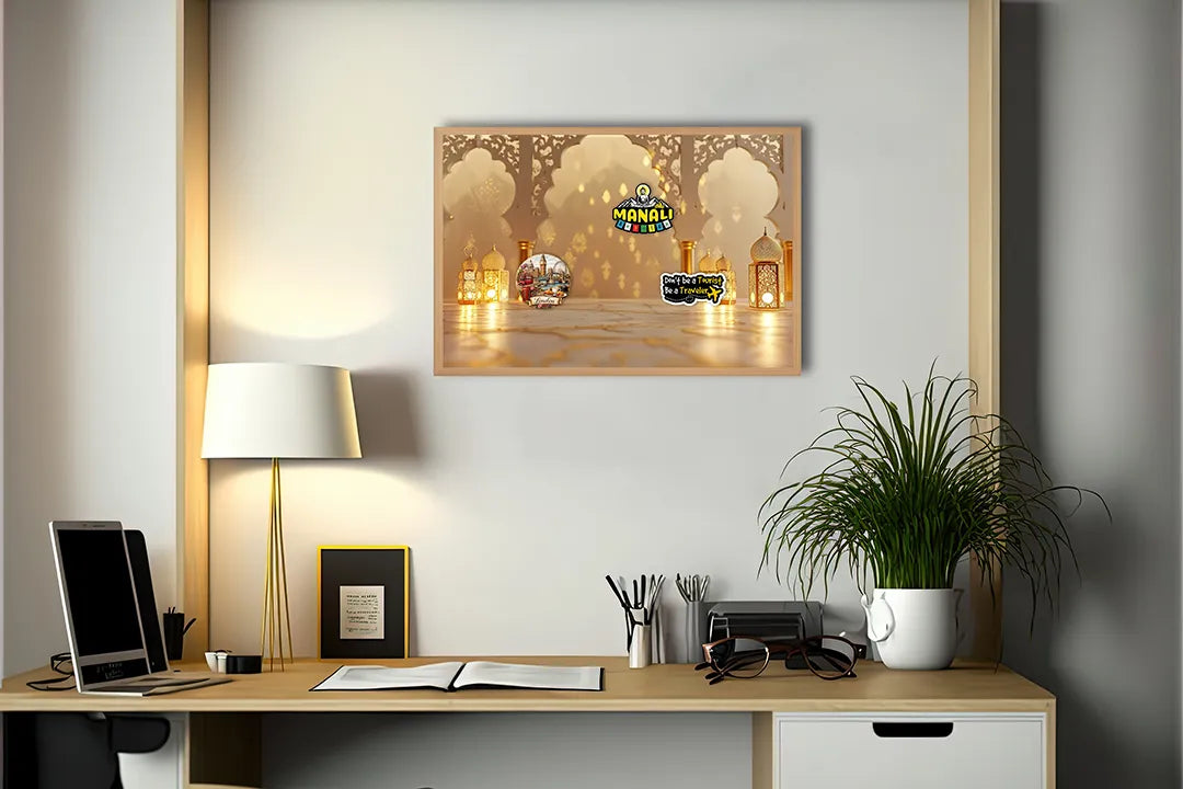 Metall Magnetboard mit hochwertigem Orientalische Palast Interieur Laternen Design