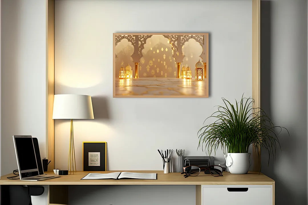 Metall Magnetboard mit hochwertigem Orientalische Palast Interieur Laternen Design