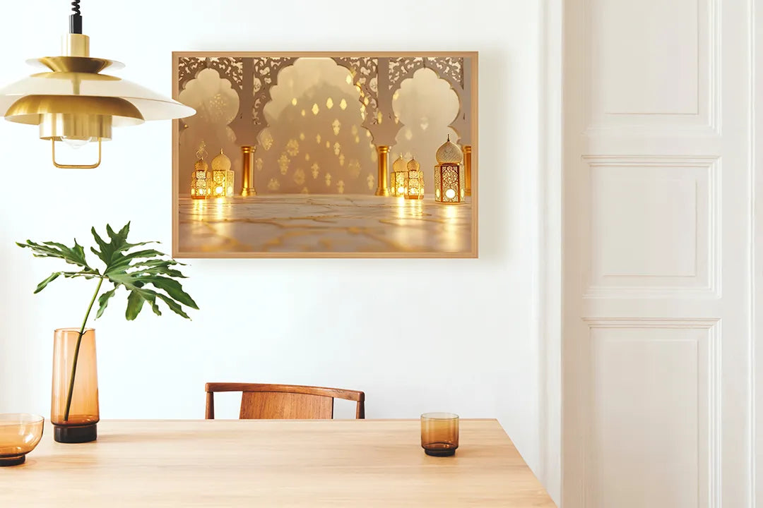 Metall Magnetboard mit hochwertigem Orientalische Palast Interieur Laternen Design