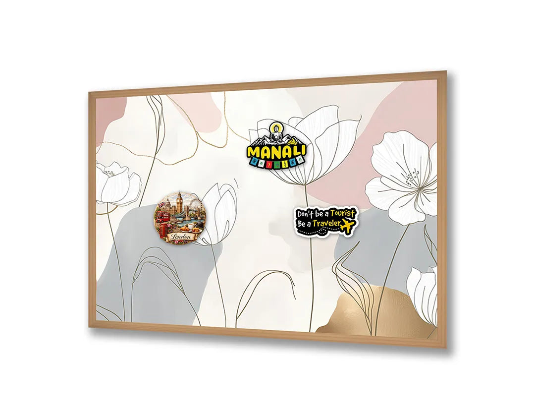 Metall Magnetboard mit hochwertigem Minimalistische Blumen Pastell Design