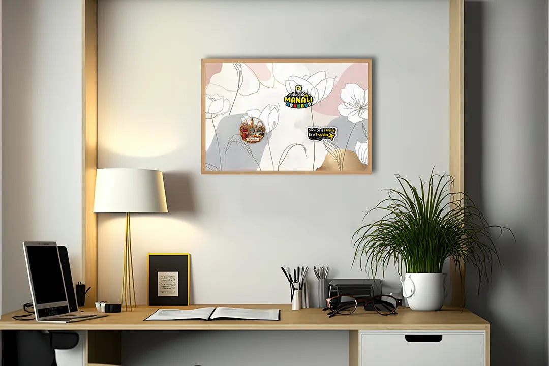 Metall Magnetboard mit hochwertigem Minimalistische Blumen Pastell Design