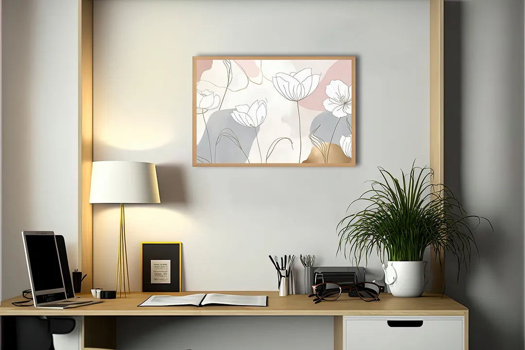 Metall Magnetboard mit hochwertigem Minimalistische Blumen Pastell Design