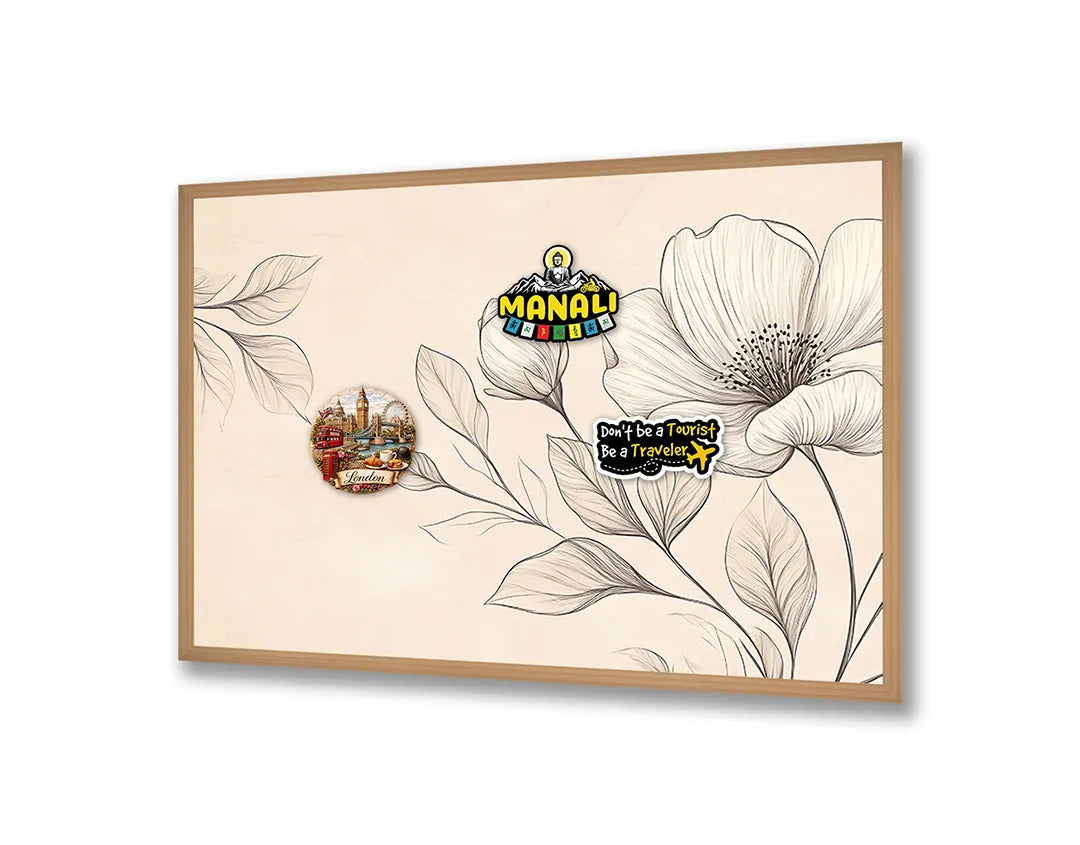 Metall Magnetboard mit hochwertigem Beige Blumen Illustration Design