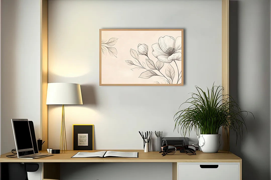 Metall Magnetboard mit hochwertigem Beige Blumen Illustration Design