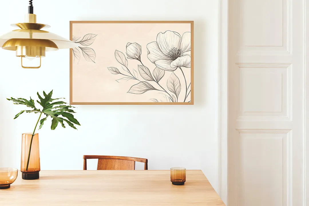 Metall Magnetboard mit hochwertigem Beige Blumen Illustration Design