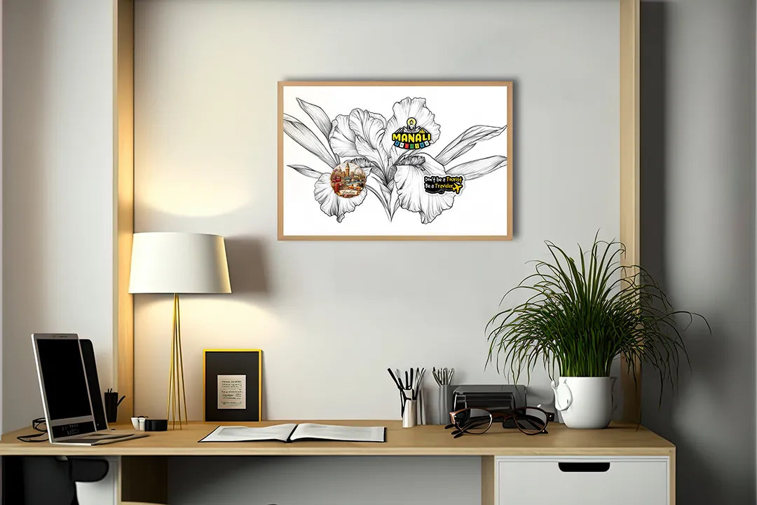 Metall Magnetboard mit hochwertigem Schwarz weiß bloemtekening Design