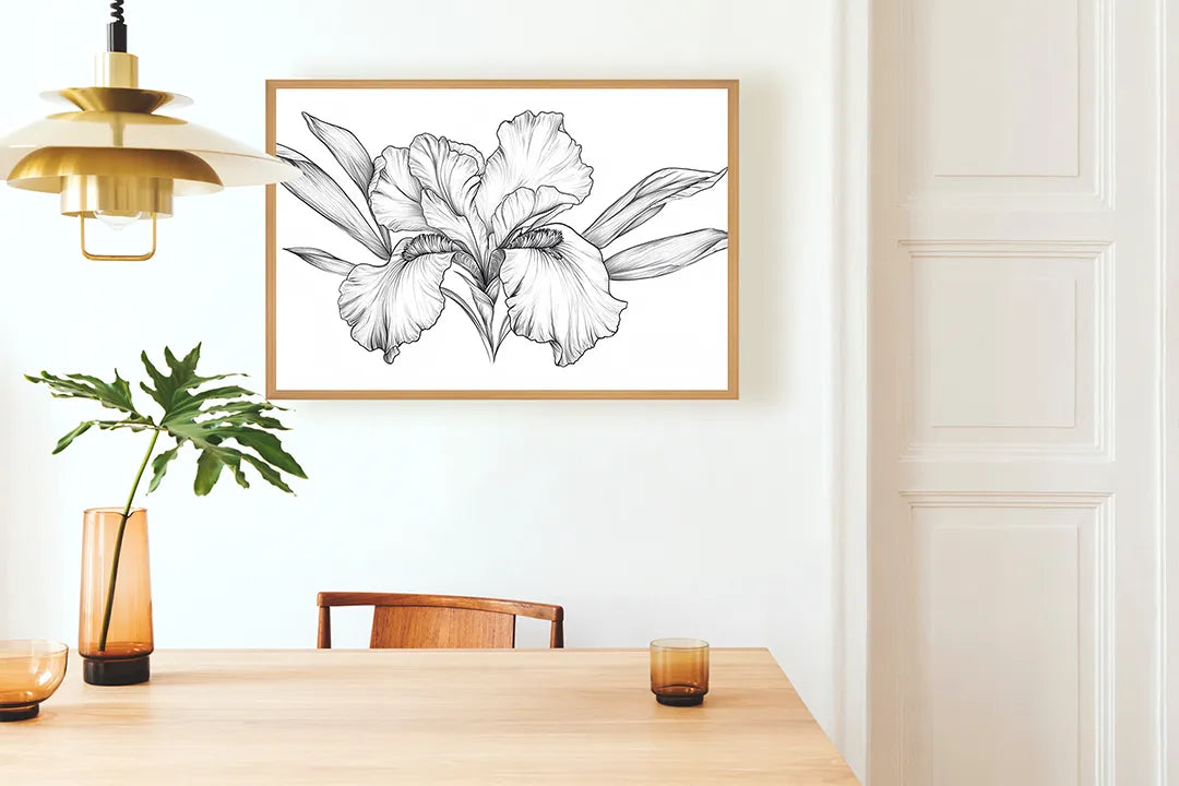 Metall Magnetboard mit hochwertigem Schwarz weiß bloemtekening Design