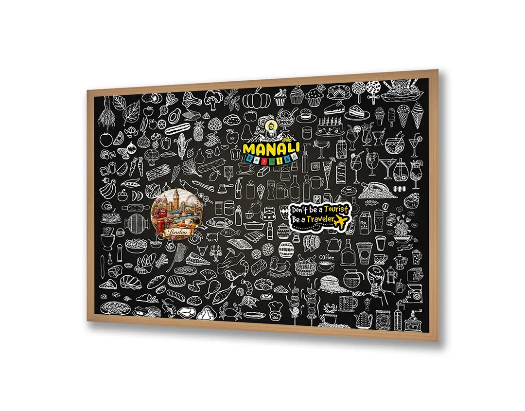 Metall Magnetboard mit hochwertigem Kreidetafel Doodles Von Eten Und Drinken Design