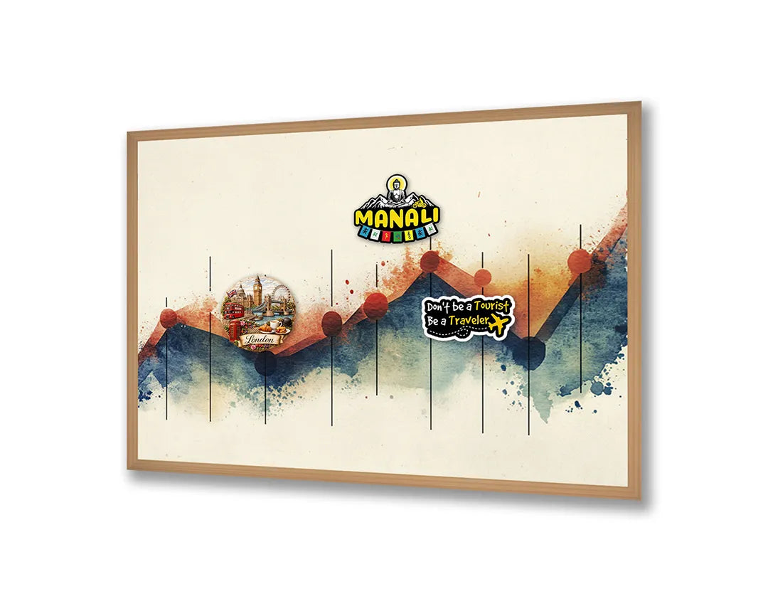 Metall Magnetboard mit hochwertigem Abstrakte Berge Aquarell Design