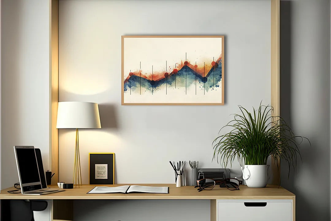 Metall Magnetboard mit hochwertigem Abstrakte Berge Aquarell Design