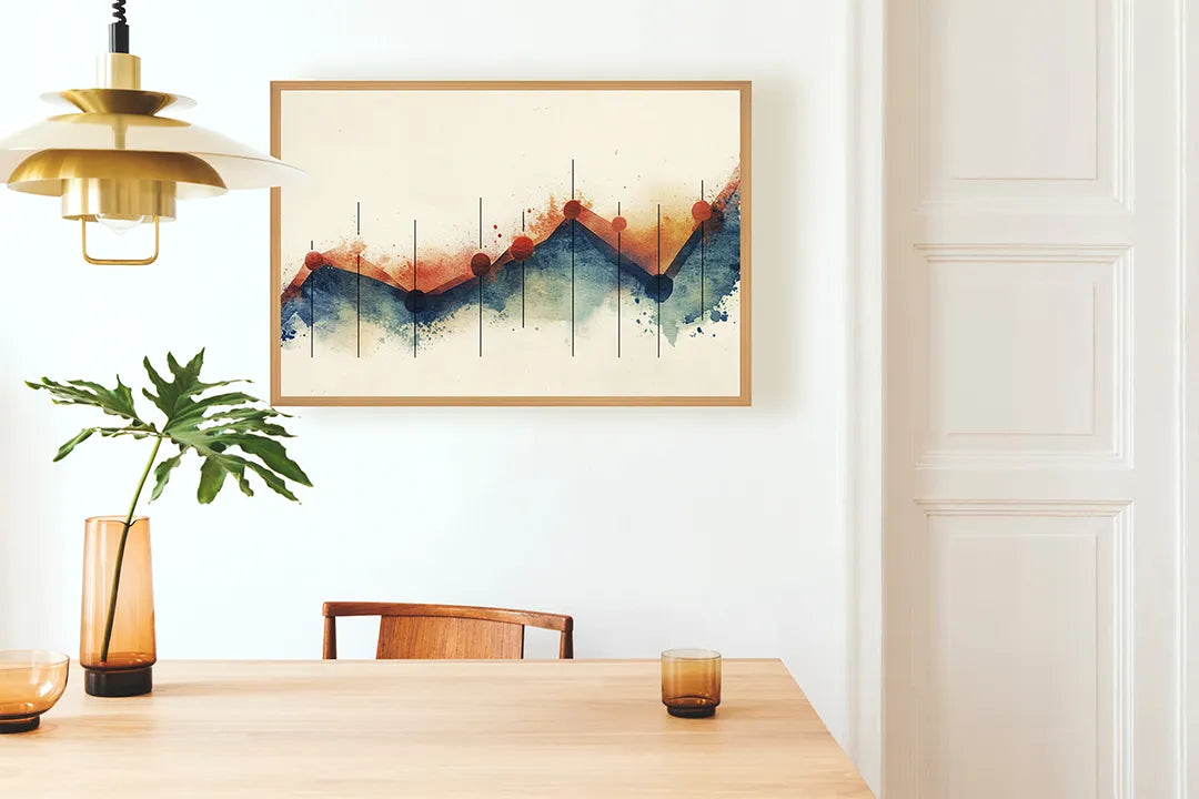 Metall Magnetboard mit hochwertigem Abstrakte Berge Aquarell Design