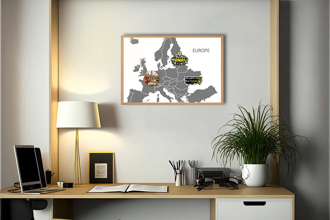 Metall Magnetboard mit hochwertigem Graue Europa Landkarte Design