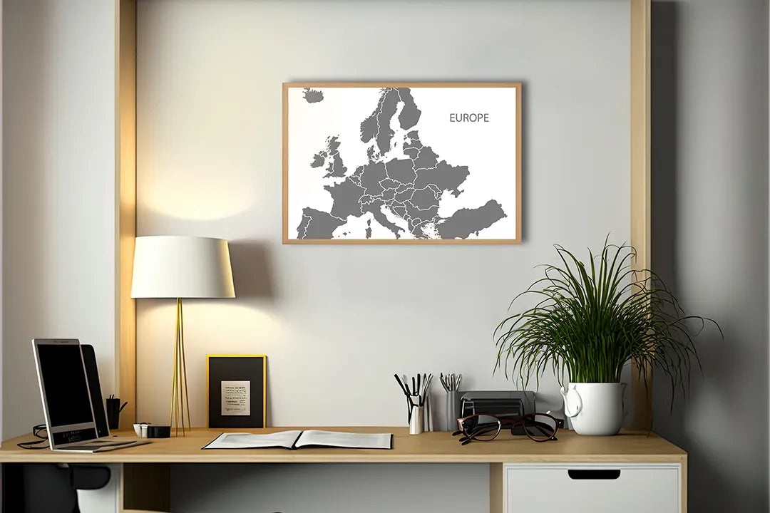 Metall Magnetboard mit hochwertigem Graue Europa Landkarte Design