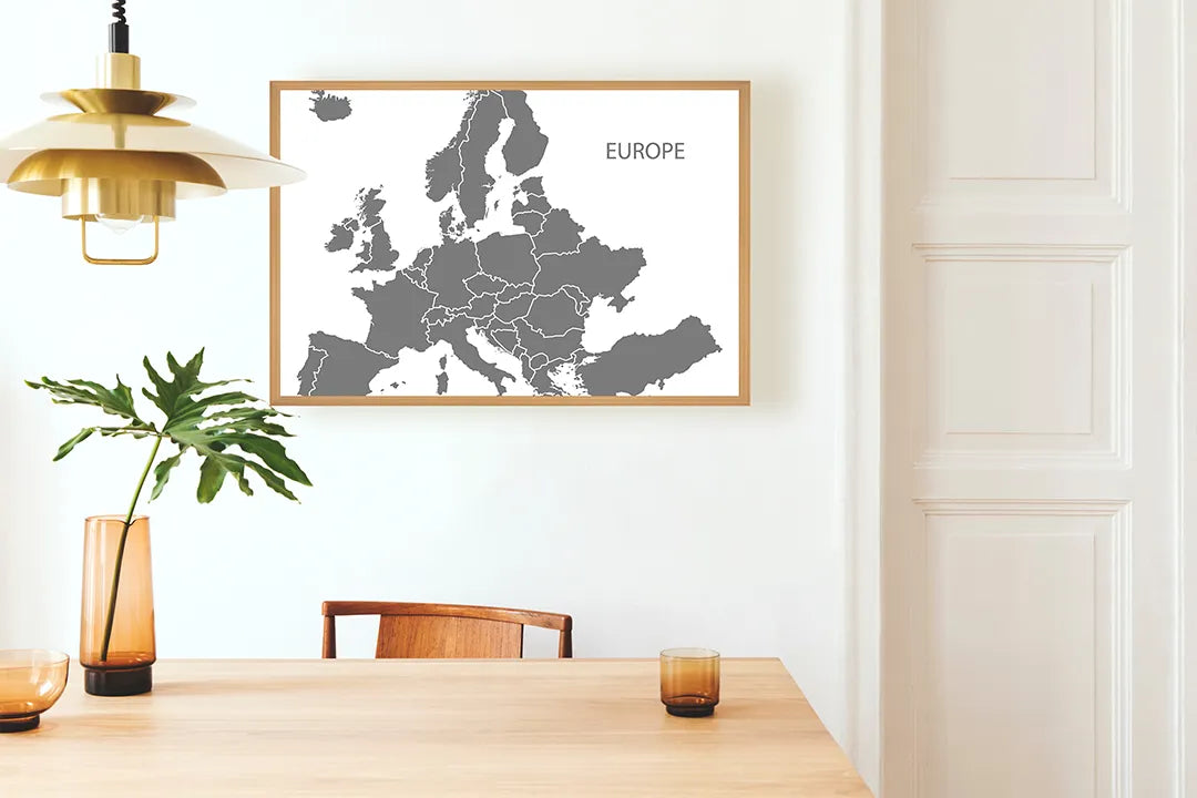 Metall Magnetboard mit hochwertigem Graue Europa Landkarte Design
