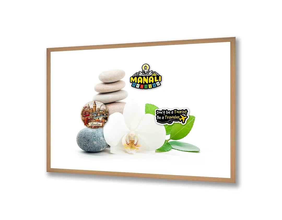 Metall Magnetboard mit hochwertigem Zen Steine Mit Orchidee Und Blad Design