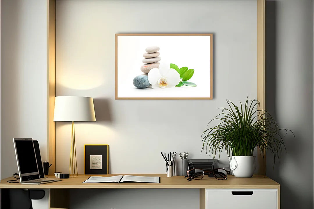 Metall Magnetboard mit hochwertigem Zen Steine Mit Orchidee Und Blad Design