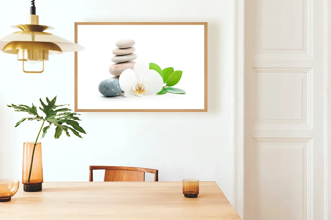 Metall Magnetboard mit hochwertigem Zen Steine Mit Orchidee Und Blad Design