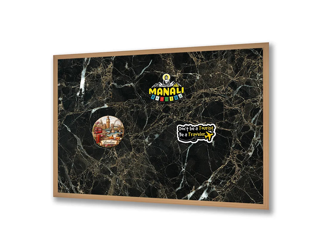 Metall Magnetboard mit hochwertigem Schwarz Marmor Mit Goldene Aderen Design