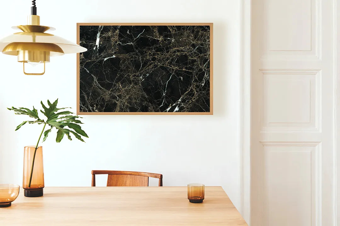 Metall Magnetboard mit hochwertigem Schwarz Marmor Mit Goldene Aderen Design