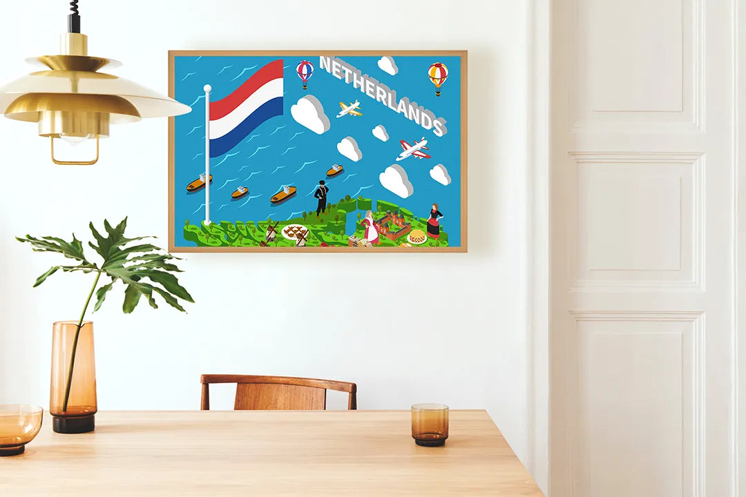 Metall Magnetboard mit hochwertigem Nederlandse Iconen Illustration Design