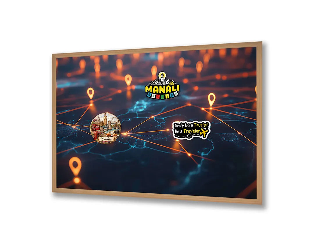 Metall Magnetboard mit hochwertigem Digitale Weltkarte Lichter Design