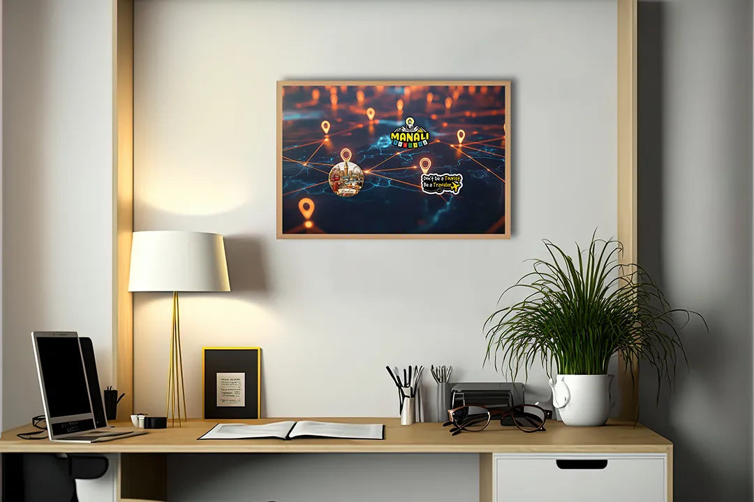 Metall Magnetboard mit hochwertigem Digitale Weltkarte Lichter Design