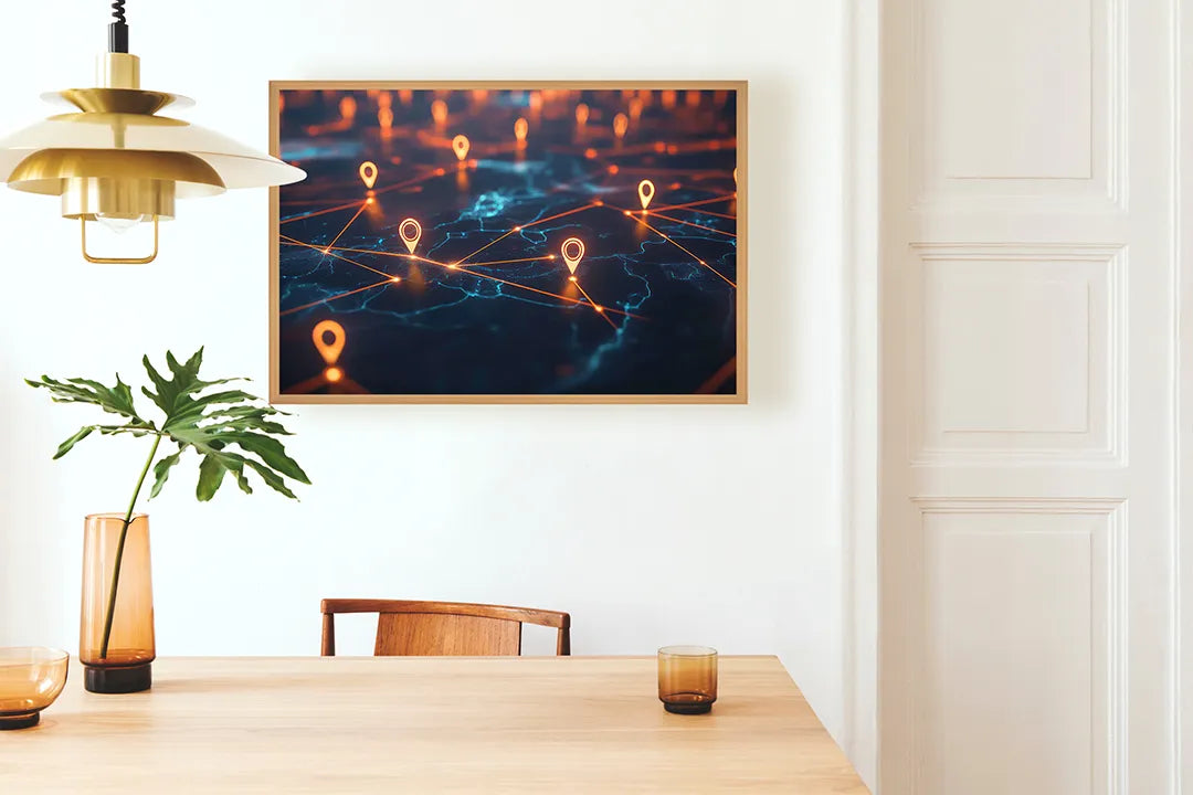 Metall Magnetboard mit hochwertigem Digitale Weltkarte Lichter Design