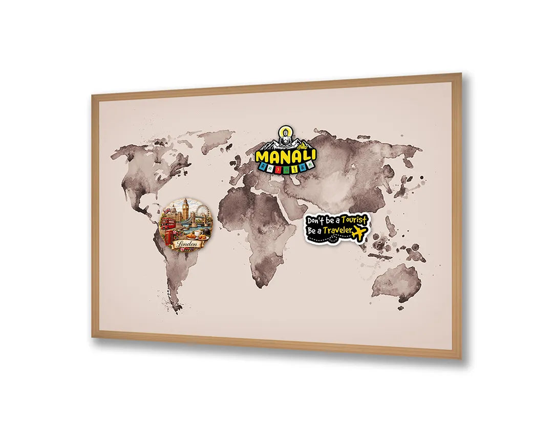 Metall Magnetboard mit hochwertigem Rosa Getinte Vintage Weltkarte Design