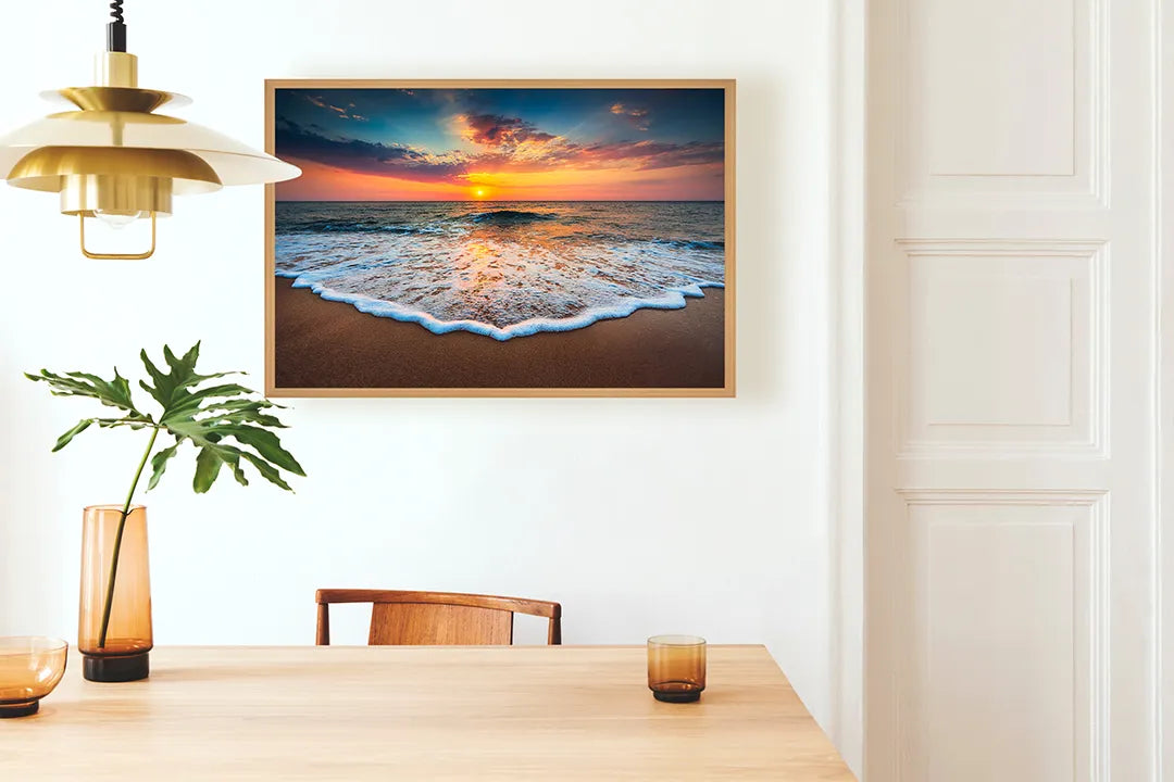 Metall Magnetboard mit hochwertigem Sonnenuntergang Über Golvend Strand Design