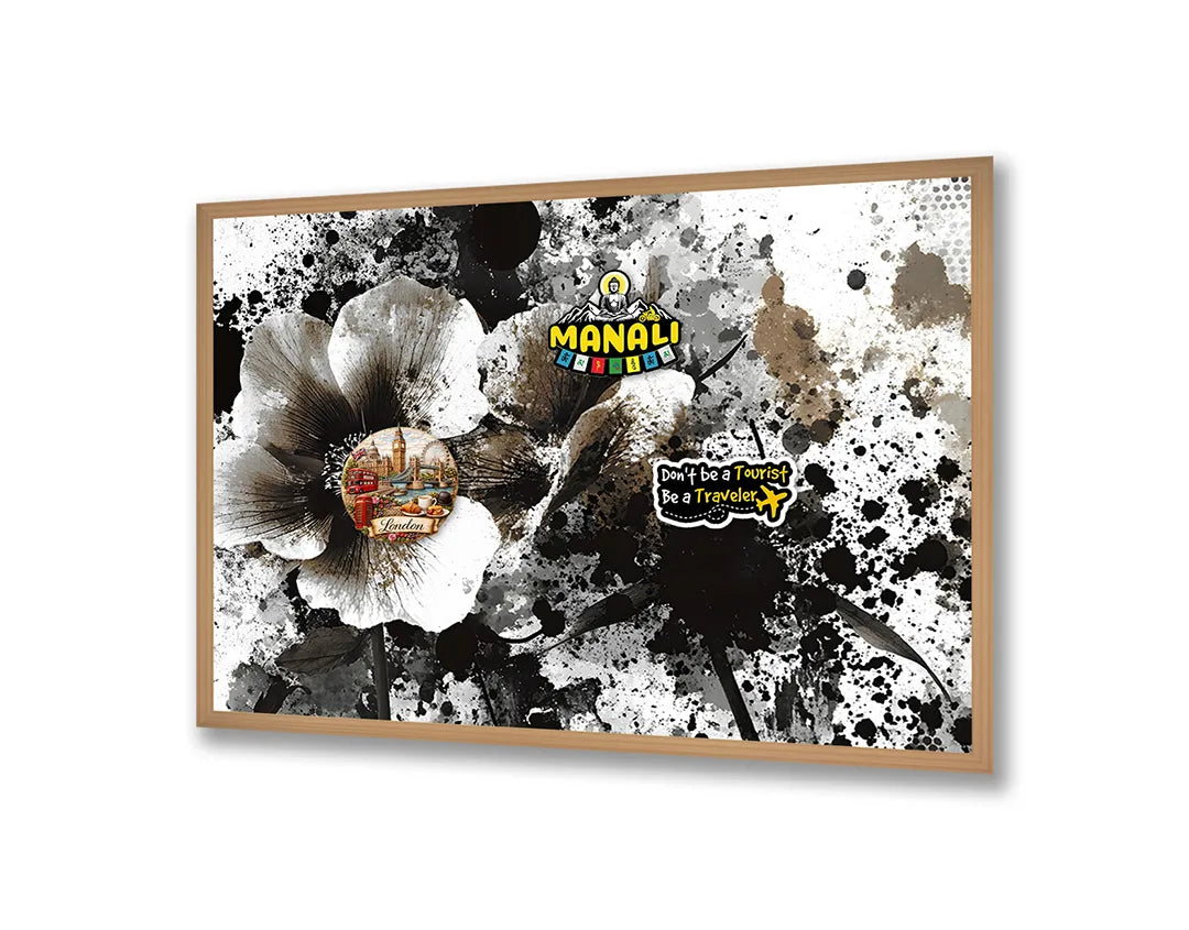 Metall Magnetboard mit hochwertigem Schwarze Tinte Blume Spritzer Design