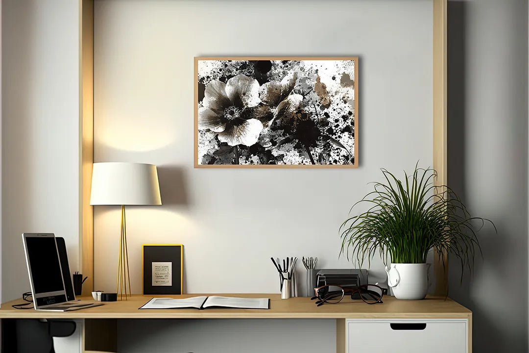 Metall Magnetboard mit hochwertigem Schwarze Tinte Blume Spritzer Design