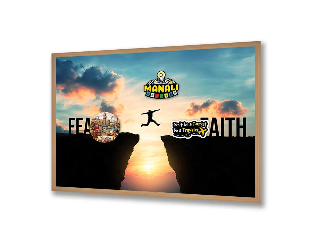 Metall Magnetboard mit hochwertigem Silhouette Sprung Fear Glaube Design