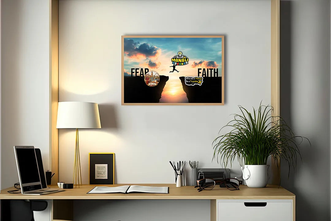 Metall Magnetboard mit hochwertigem Silhouette Sprung Fear Glaube Design