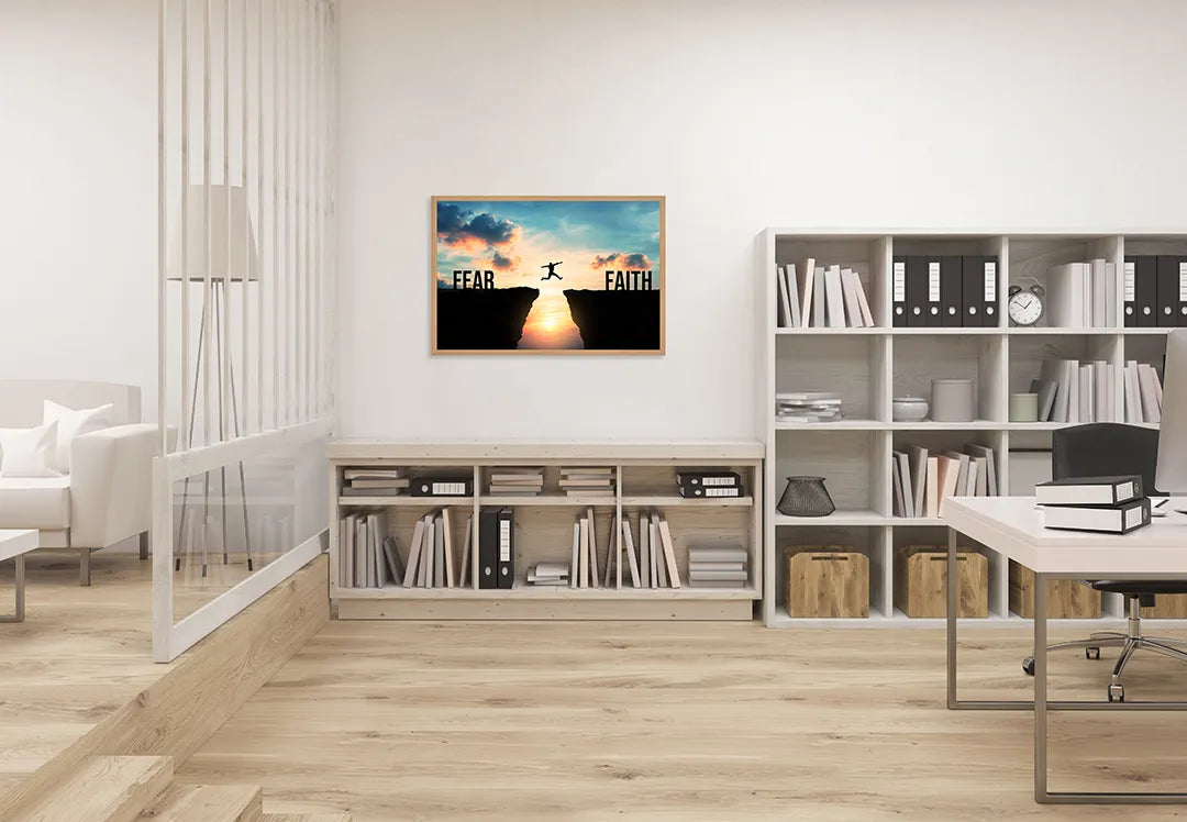 Metall Magnetboard mit hochwertigem Silhouette Sprung Fear Glaube Design