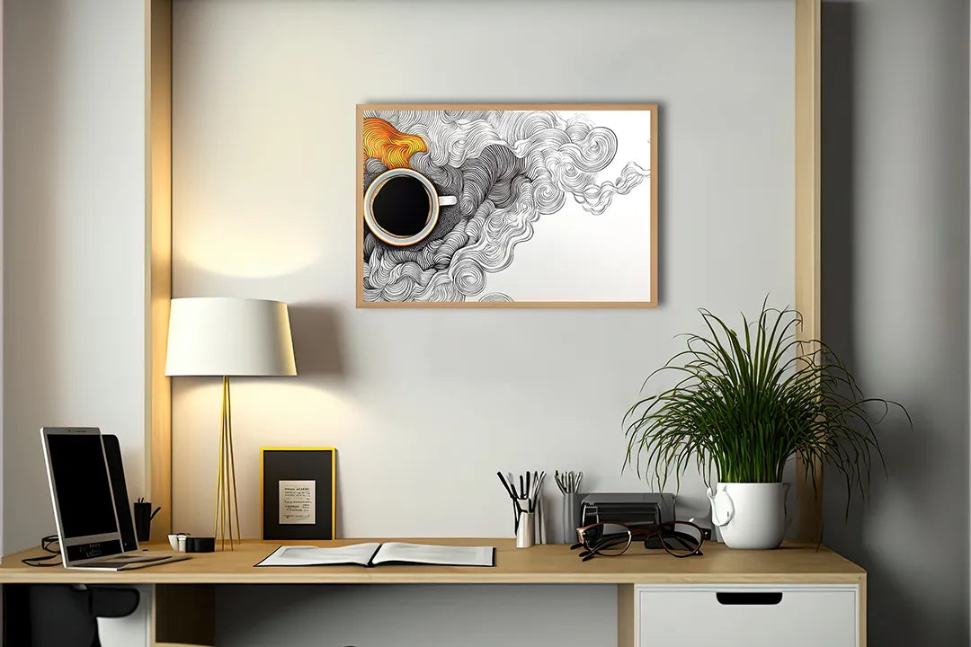 Metall Magnetboard mit hochwertigem Koffiekopje Doodle Kunst Design
