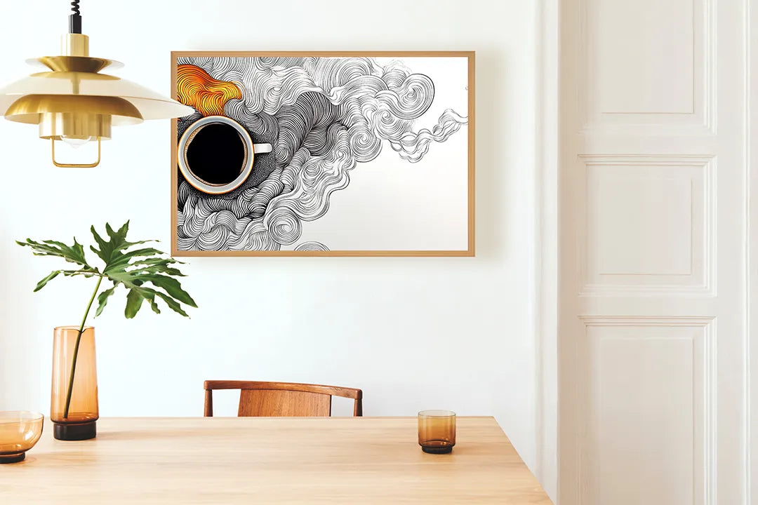 Metall Magnetboard mit hochwertigem Koffiekopje Doodle Kunst Design
