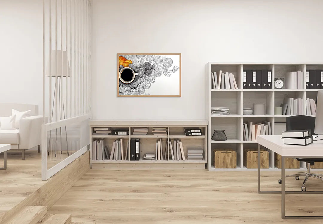 Metall Magnetboard mit hochwertigem Koffiekopje Doodle Kunst Design
