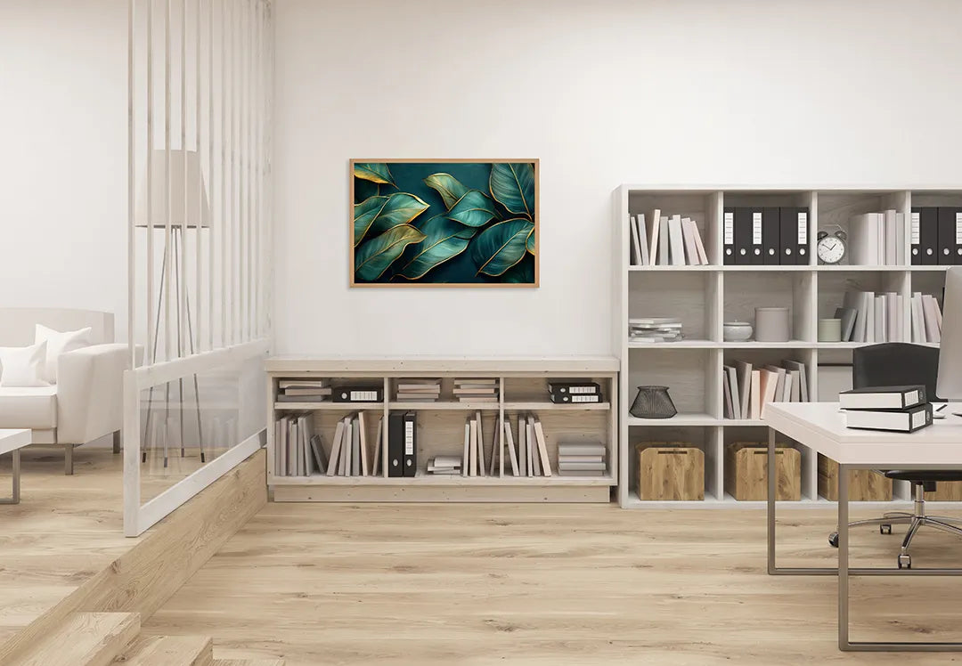 Metall Magnetboard mit hochwertigem Goldene grüne Blätter Design