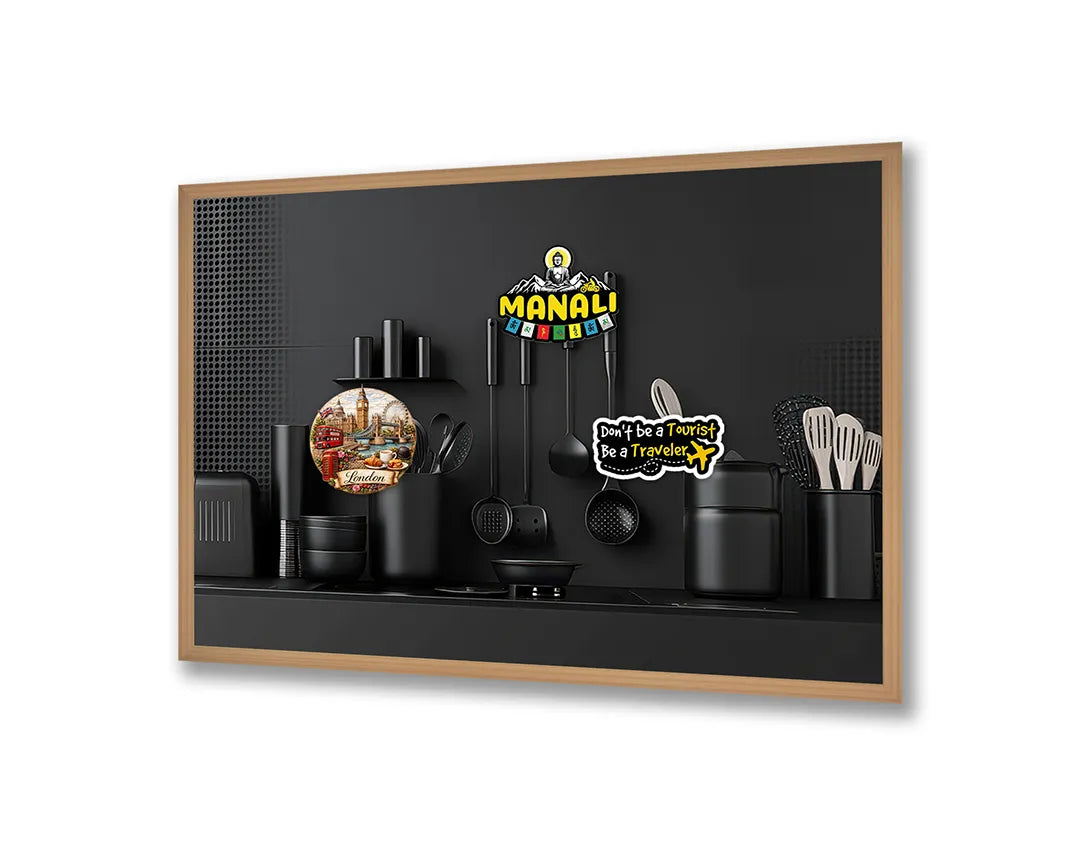 Metall Magnetboard mit hochwertigem Schwarz Küchenutensilien Regal Design