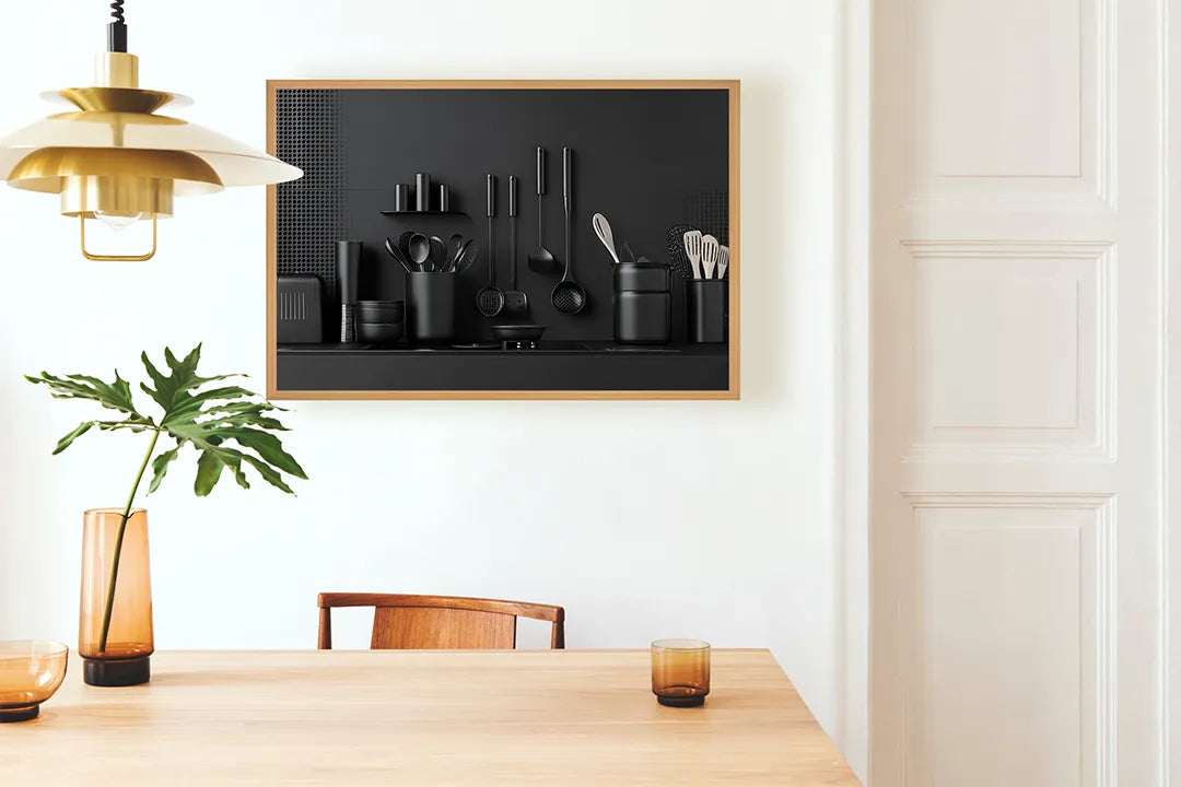 Metall Magnetboard mit hochwertigem Schwarz Küchenutensilien Regal Design